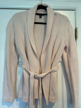 Lauren Ralph Lauren Light Pink Shawl Collar Belted Cardigan